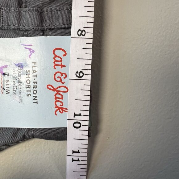 Cat & Jack Slim Flat Front Shorts, Medium Gray, Size 7 Slim - Picture 7 of 10